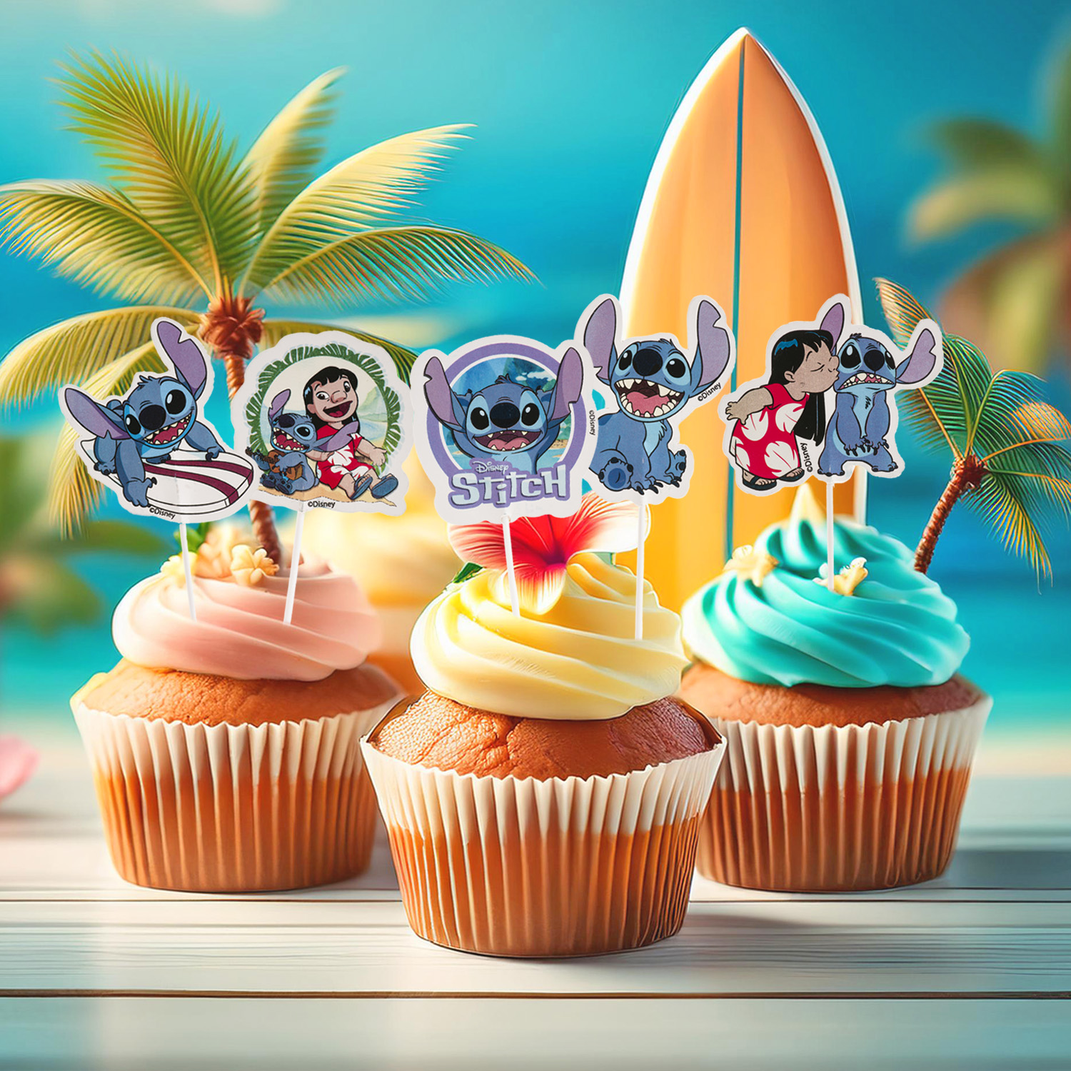 Cake Toppers „Stitch“ – 16-teiliges Set aus Papier Cake Toppers „Stitch“ – 16-teiliges Set aus Papier