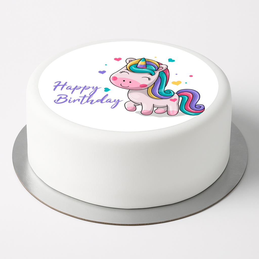 Tortenaufleger Einhorn „Happy Birthday“