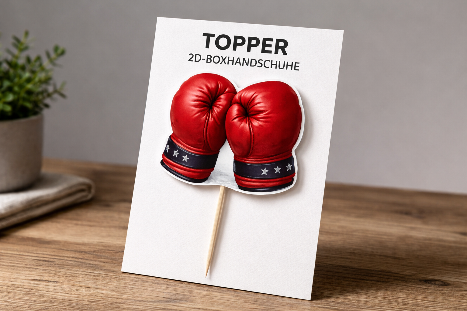 Essbarer 2D Tortenstecker Boxhandschuhe aus Fondant handgemacht – Caketopper 