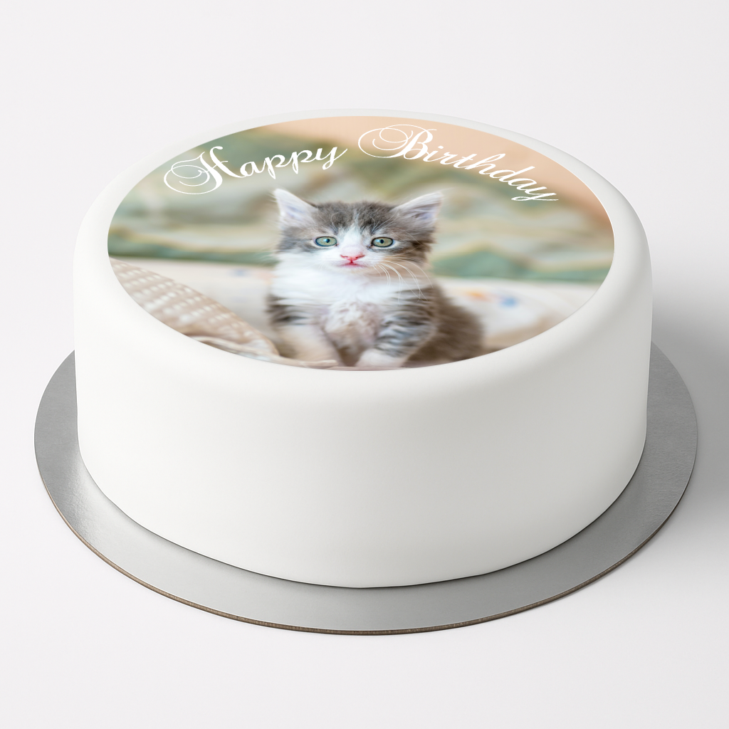 Tortenaufleger Katze "Happy Birthday"