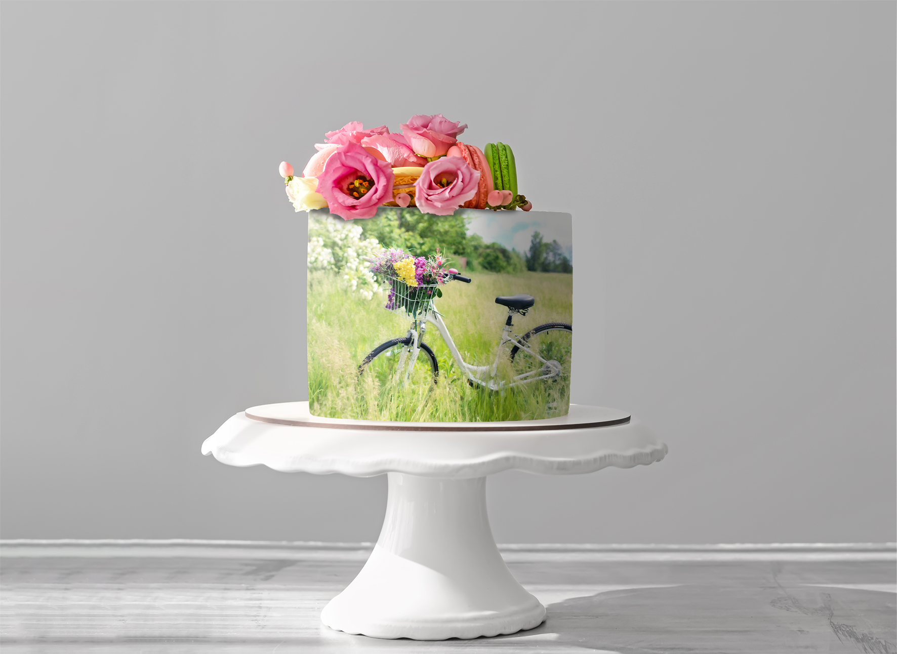 Deko Fondant Fahrrad mit Blumen