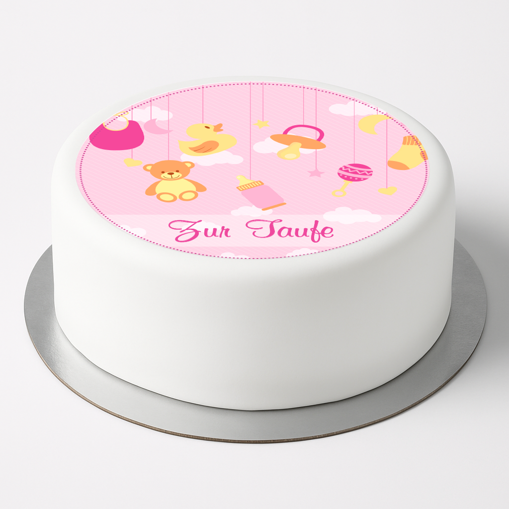 Tortenaufleger "Zur Taufe" rosa Tortenaufleger "Zur Taufe" rosa