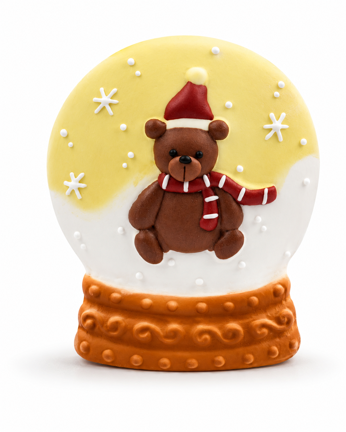 Zuckerdekoration Schneekugel mit Teddy – Weihnachten