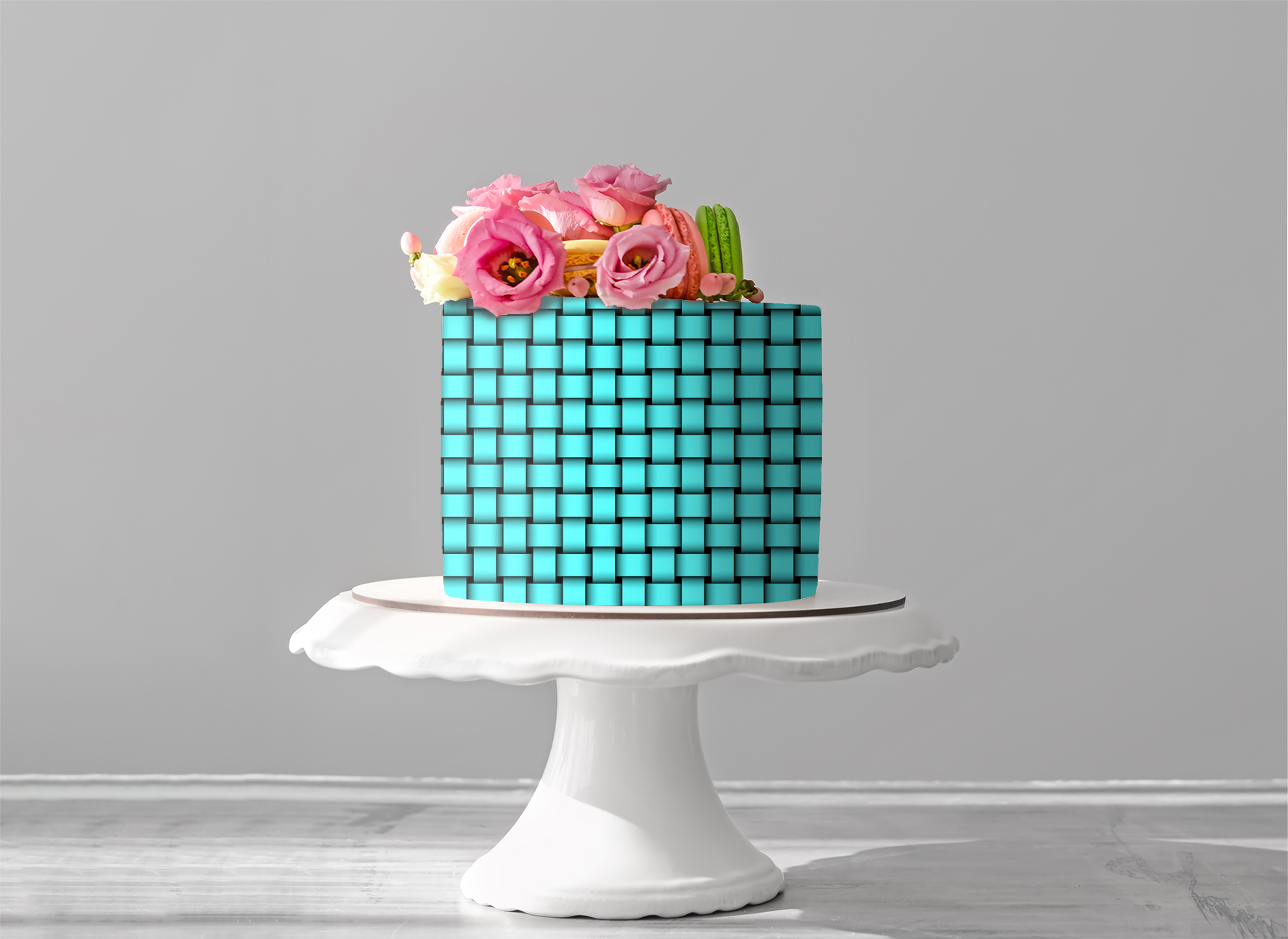 Deko Fondant  Flechtmuster türkis