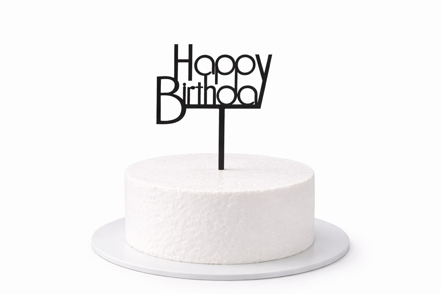 Tortentopper Happy Birthday in Schwarz für stilvolle Geburtstagstorte
