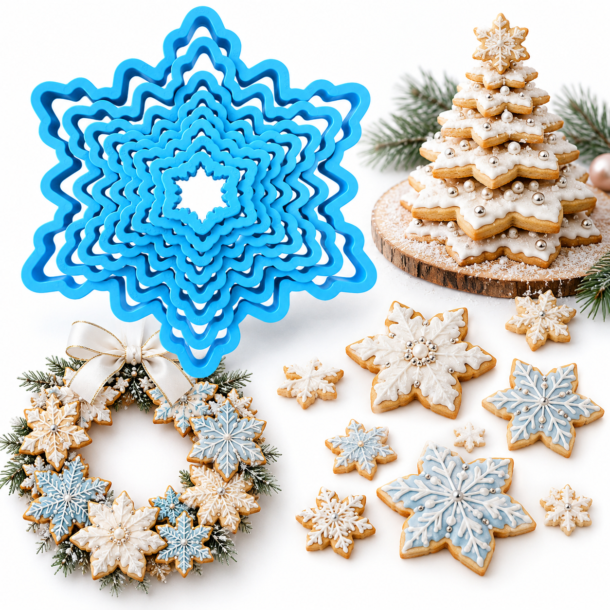 Ausstecherset Weihnachtsbaum – 8-teiliges Stern-Set für festliche Kekse