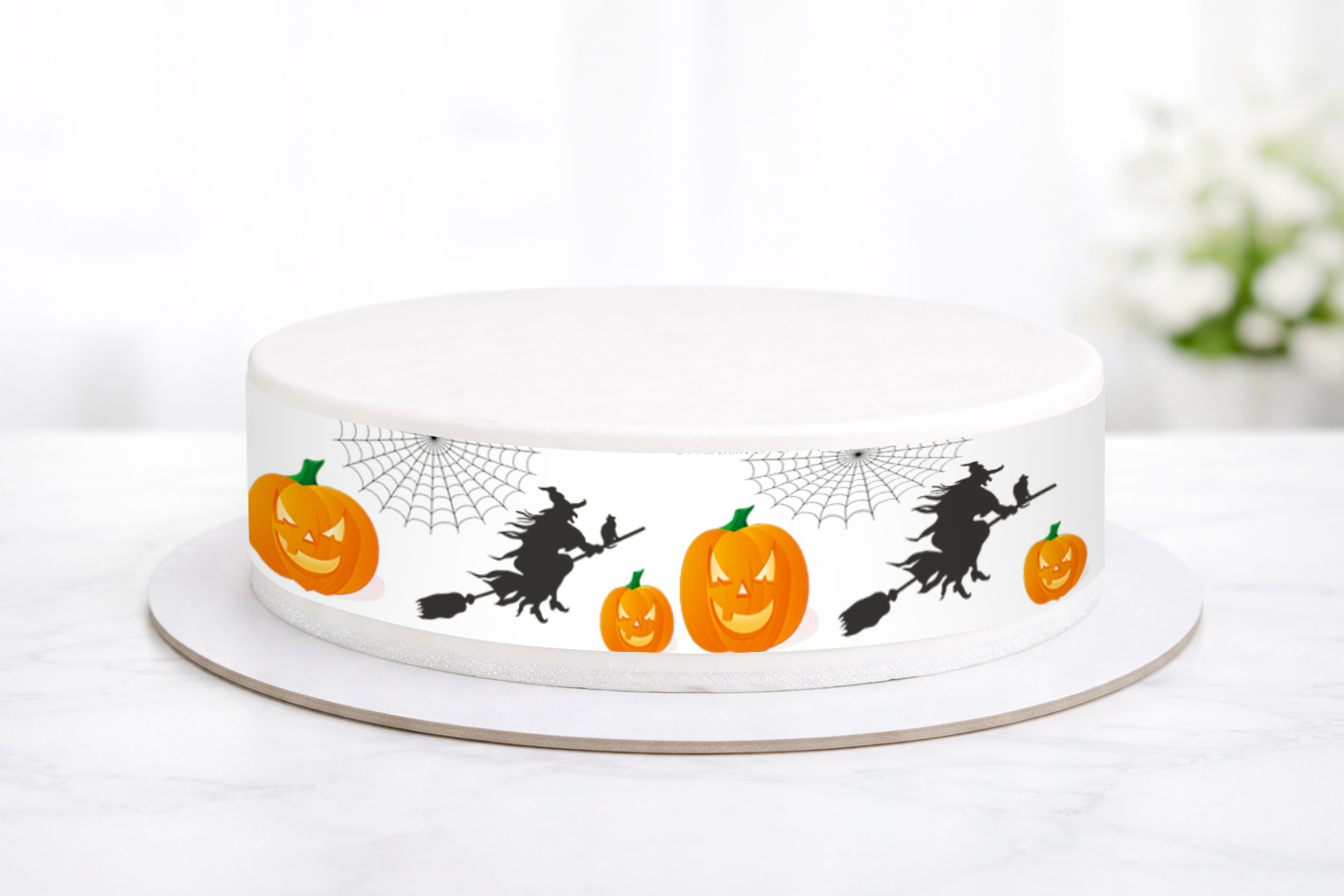 Halloween Zuckerumrandung 3-teilig – Essbares Tortenband für gruselige Tortendeko (6,5 x 26 cm)