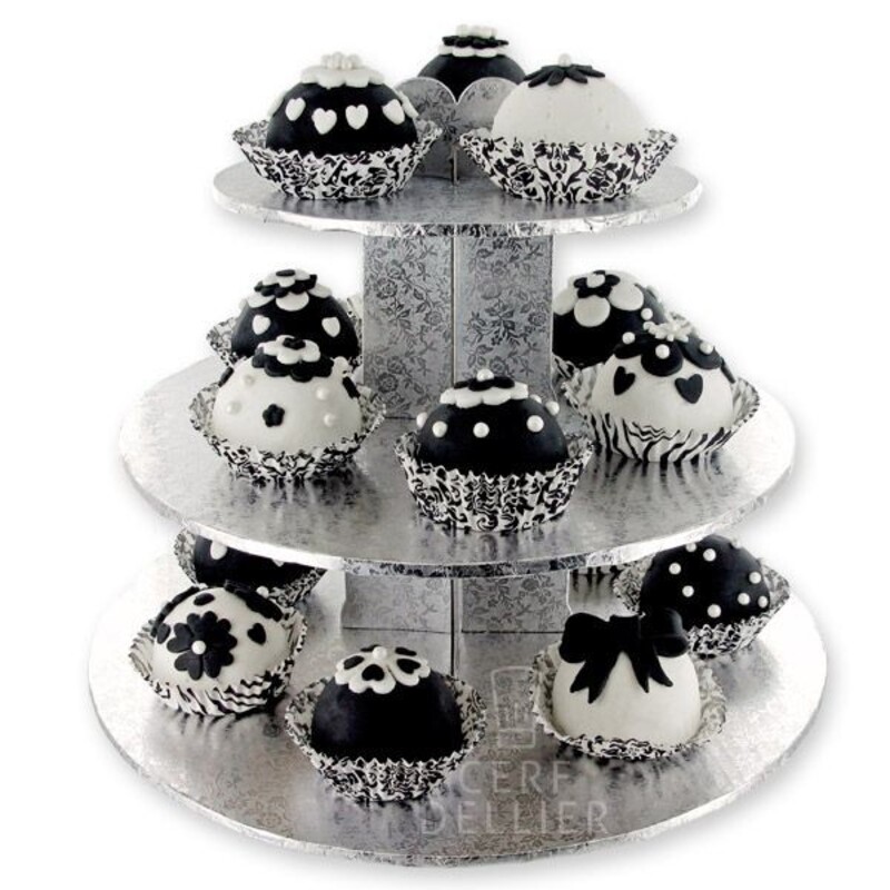  Runde Silberne Cupcake-Etagere (33 cm)