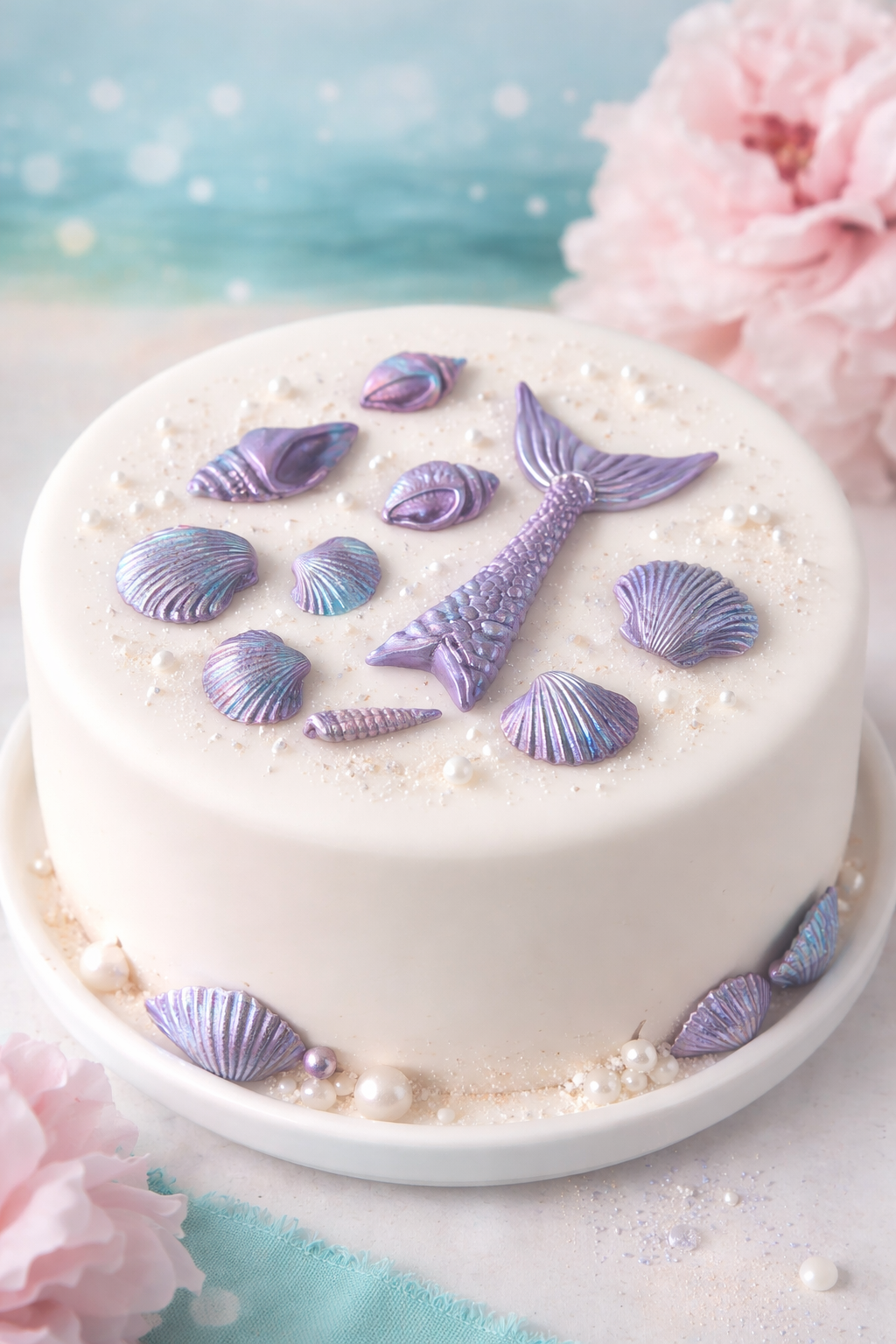 Zuckerdekoration Muscheln und Flosse