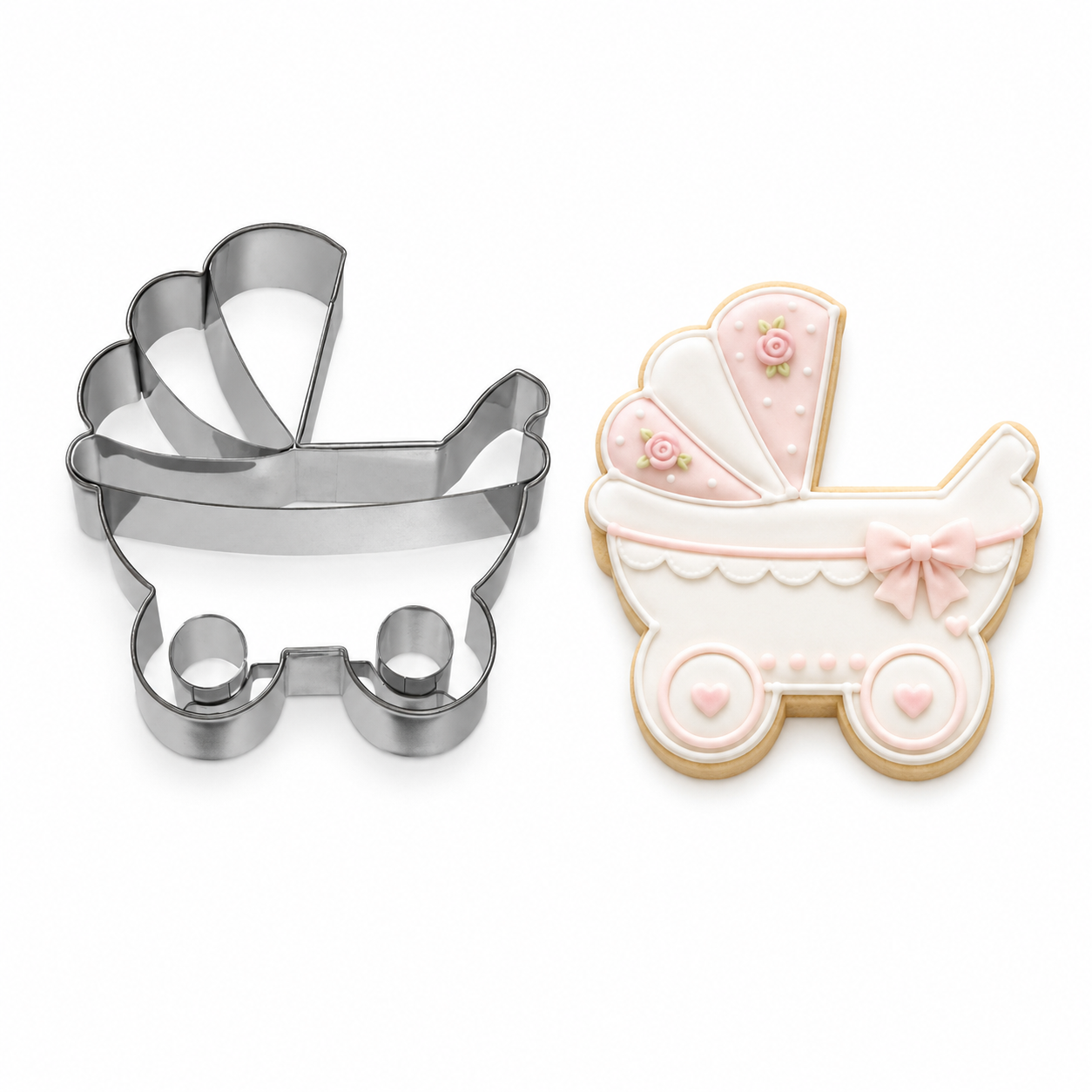 Ausstecher Kinderwagen mit Prägung 7,5 cm – Edelstahl A98