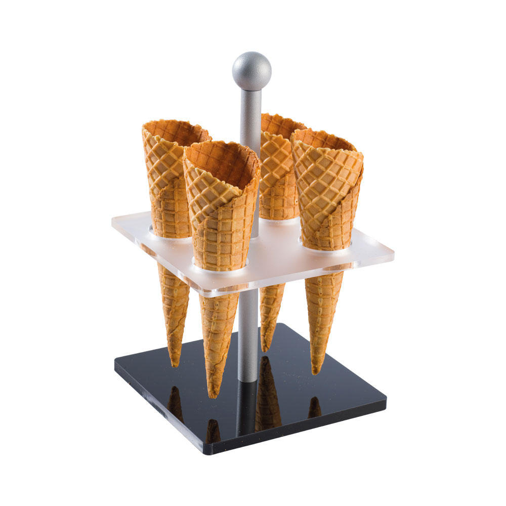 Martellato Tisch-Eistütenhalter für 4 Eistüten – Theken-Display 14x14x24cm