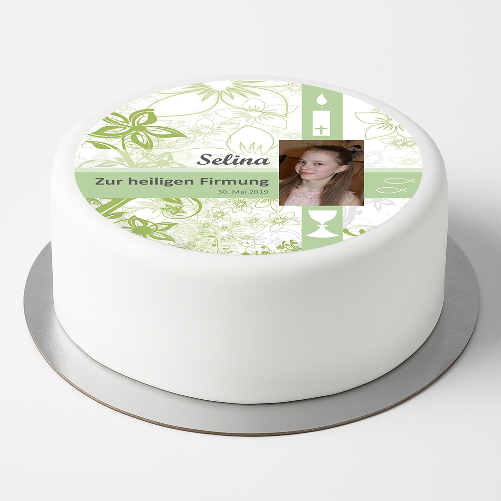 Tortenaufleger „Zur heiligen Firmung“ mit persönlichem Foto – essbar