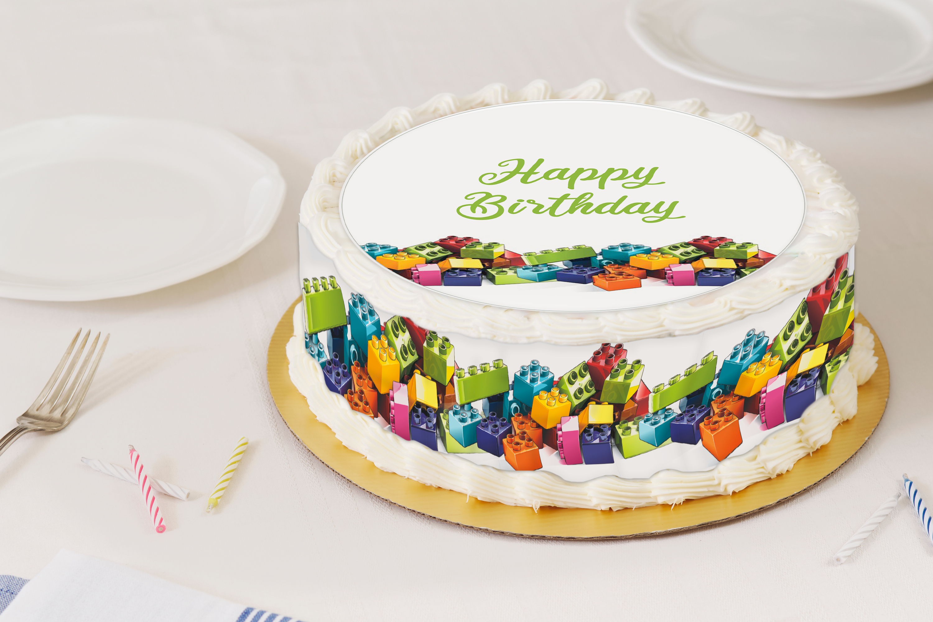 Tortenaufleger Bausteine Happy Birthday 