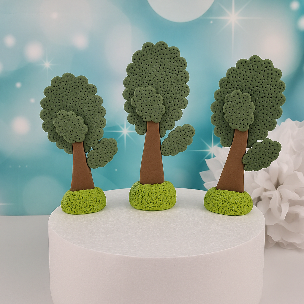 Bäume aus Modelliermasse – 3er Set, ca. 14 cm