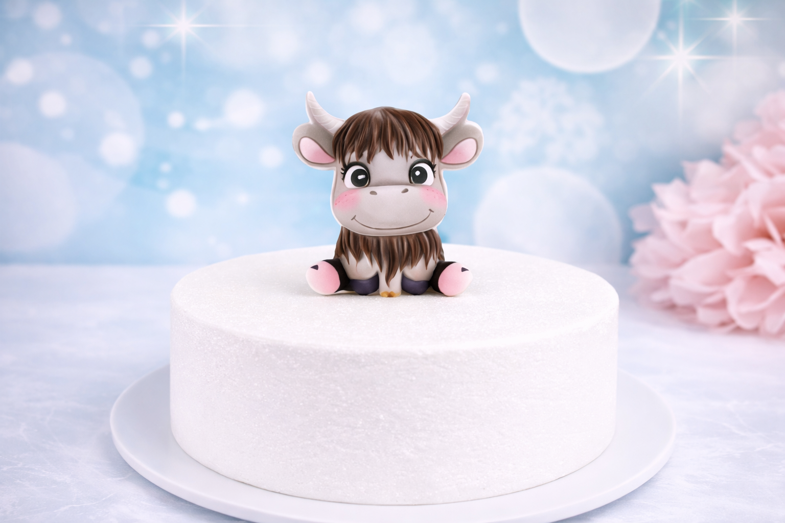 Kuh Tortentopper aus Fondant – handgefertigt | süße Tortenfigur für Kindergeburtstag & Bauernhof-Motto