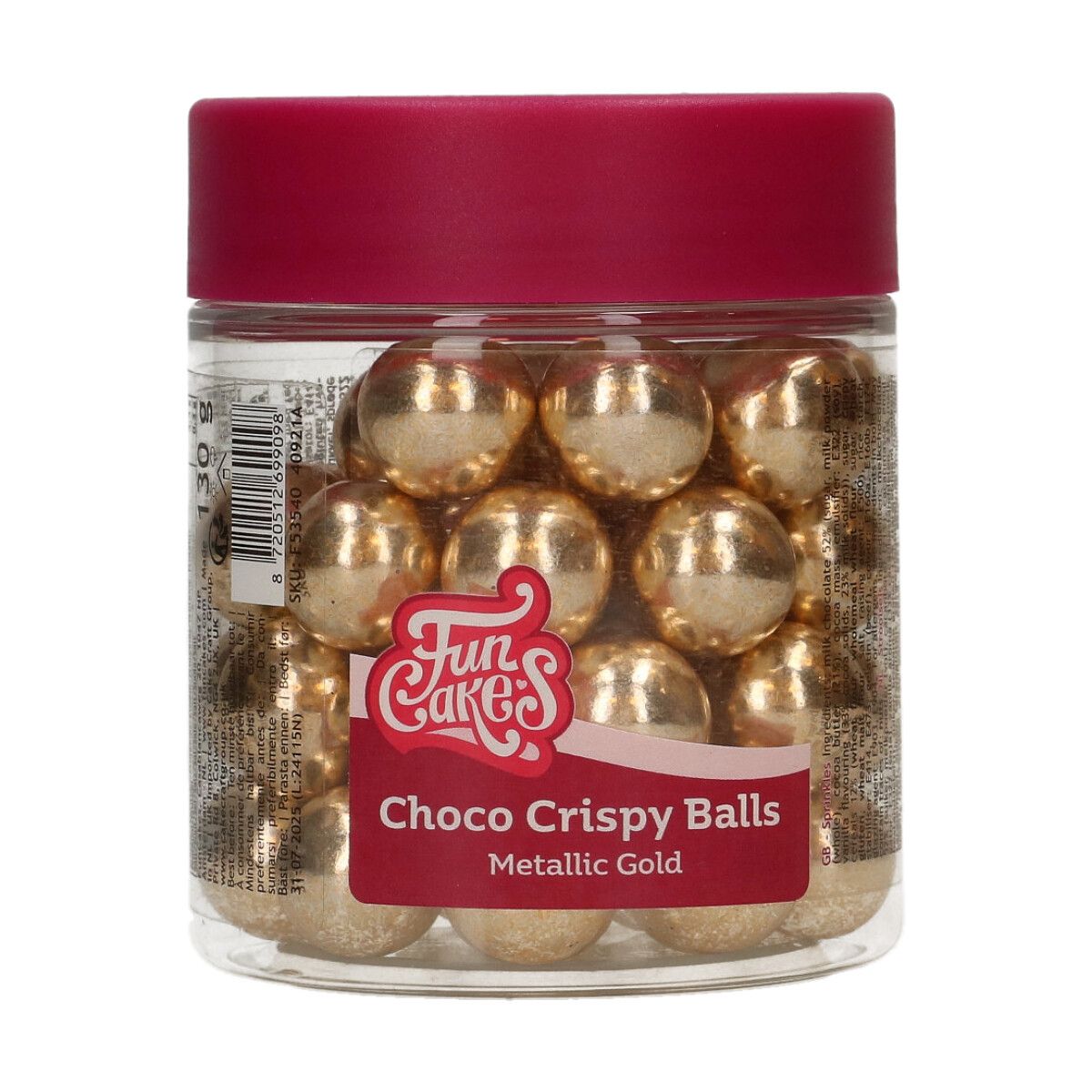 FunCakes Choco Crispy Balls - Metallic Gold 130g