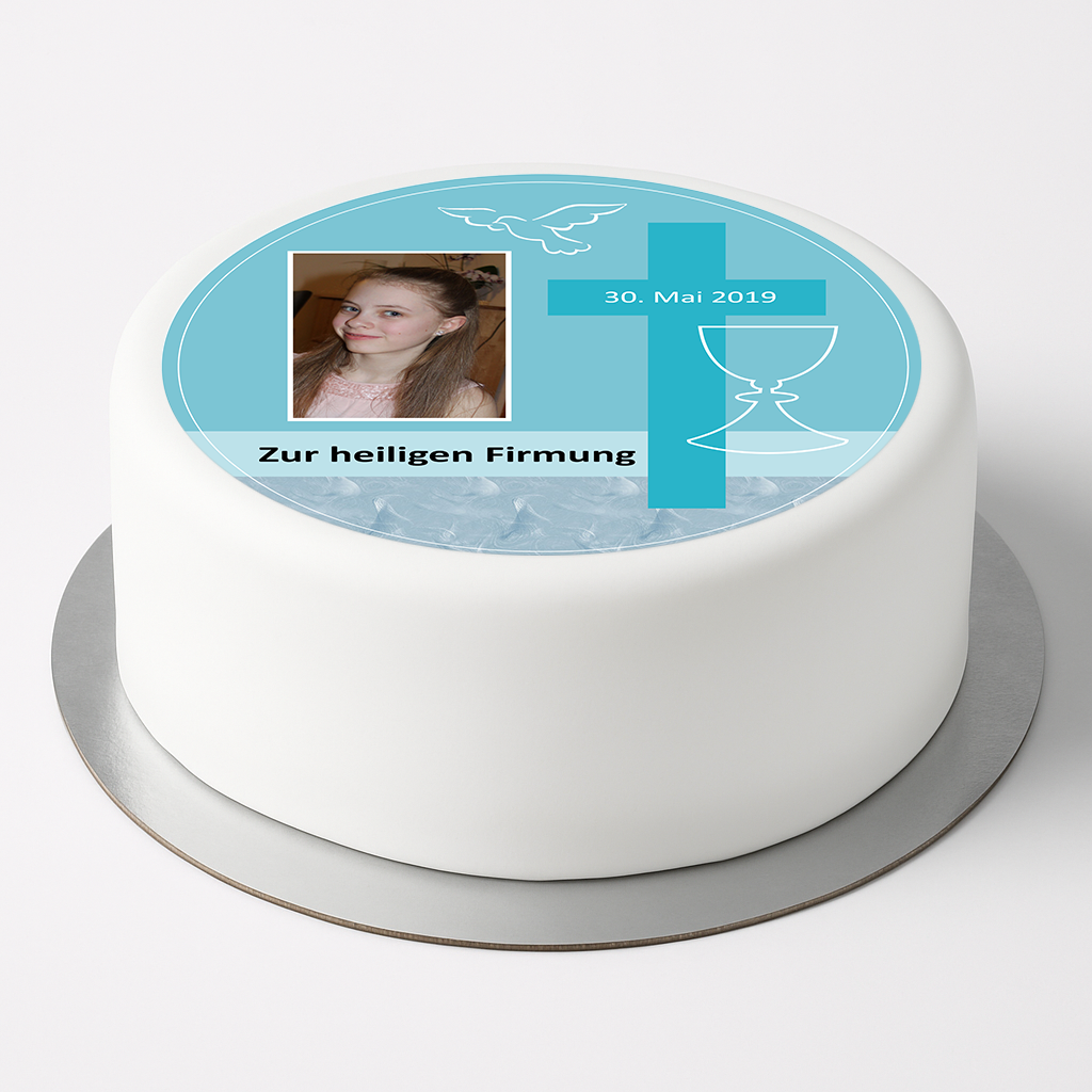 Tortenaufleger „Zur heiligen Firmung“ mit persönlichem Foto