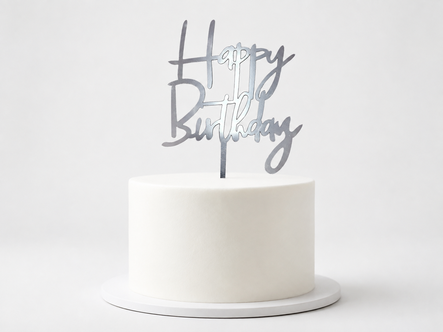 Caketopper "Happy Birthday" – silber