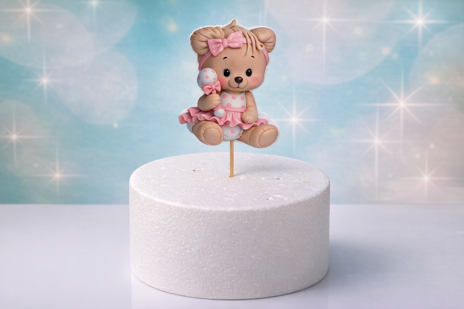 Caketopper Bärchen aus Fondant handgemacht – 9 cm Tortendeko zum Reinstecken