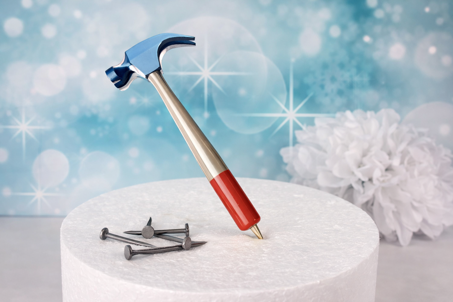 Cake Topper Set Hammer mit Nägeln – kreative Tortendekoration für Handwerker & Baustellen-Motive