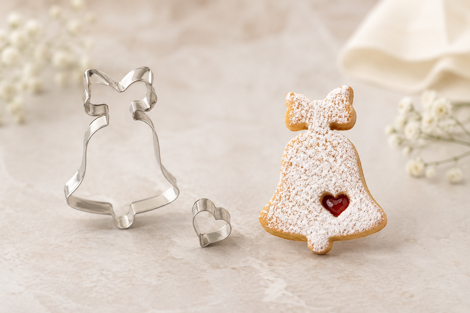 Linzer Ausstecher Glocke mit Herz, 2-teilig – ca. 6 × 4,5 cm
