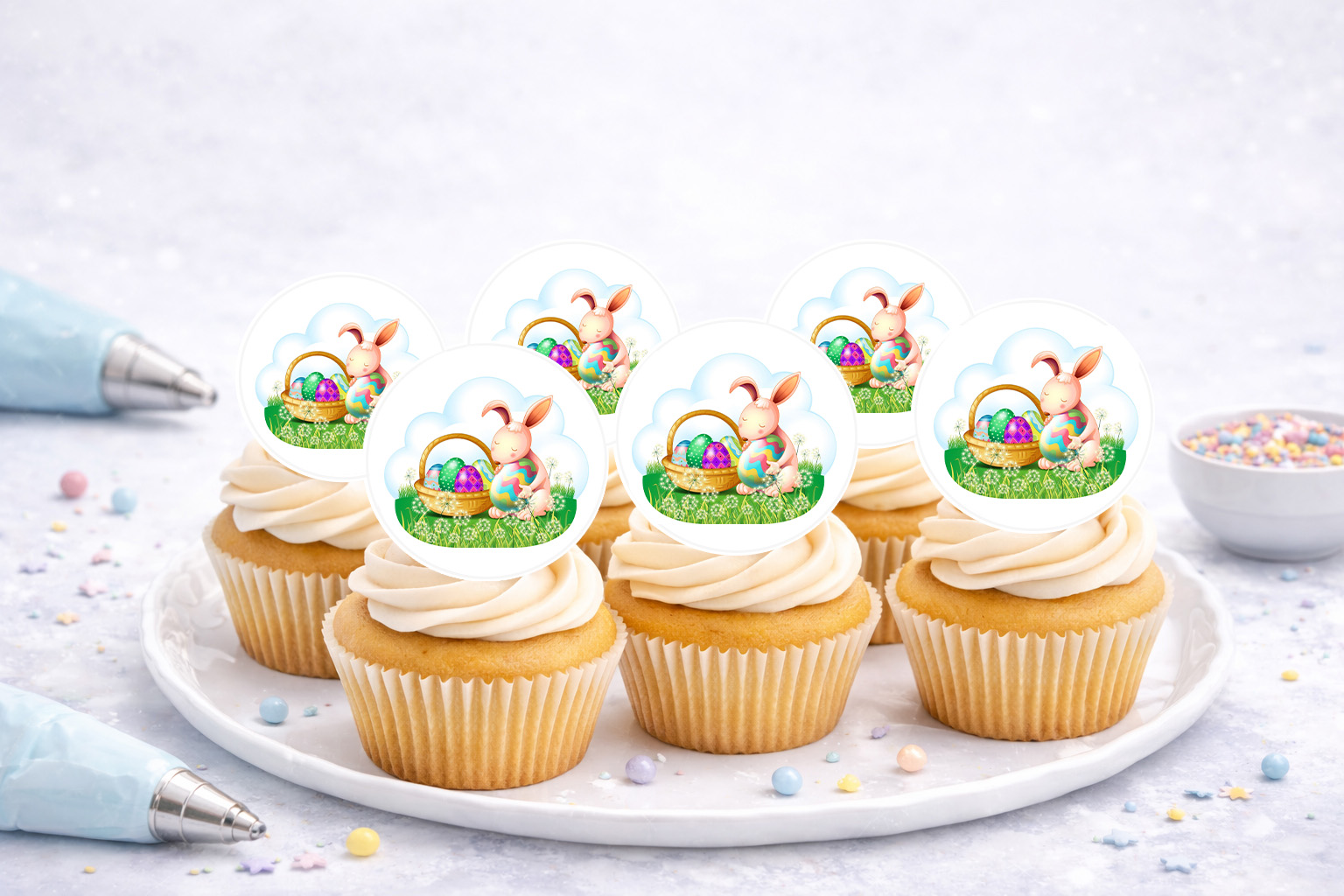 Essbare Muffinaufleger Ostern aus Oblate mit 35 Auflegern zum Selbstausschneiden