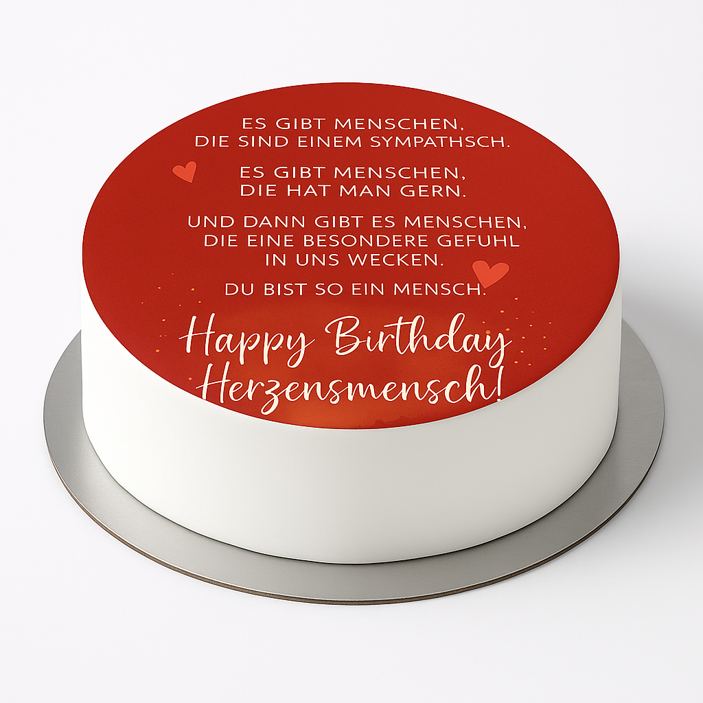 Tortenaufleger Happy Birthday Herzensmensch
