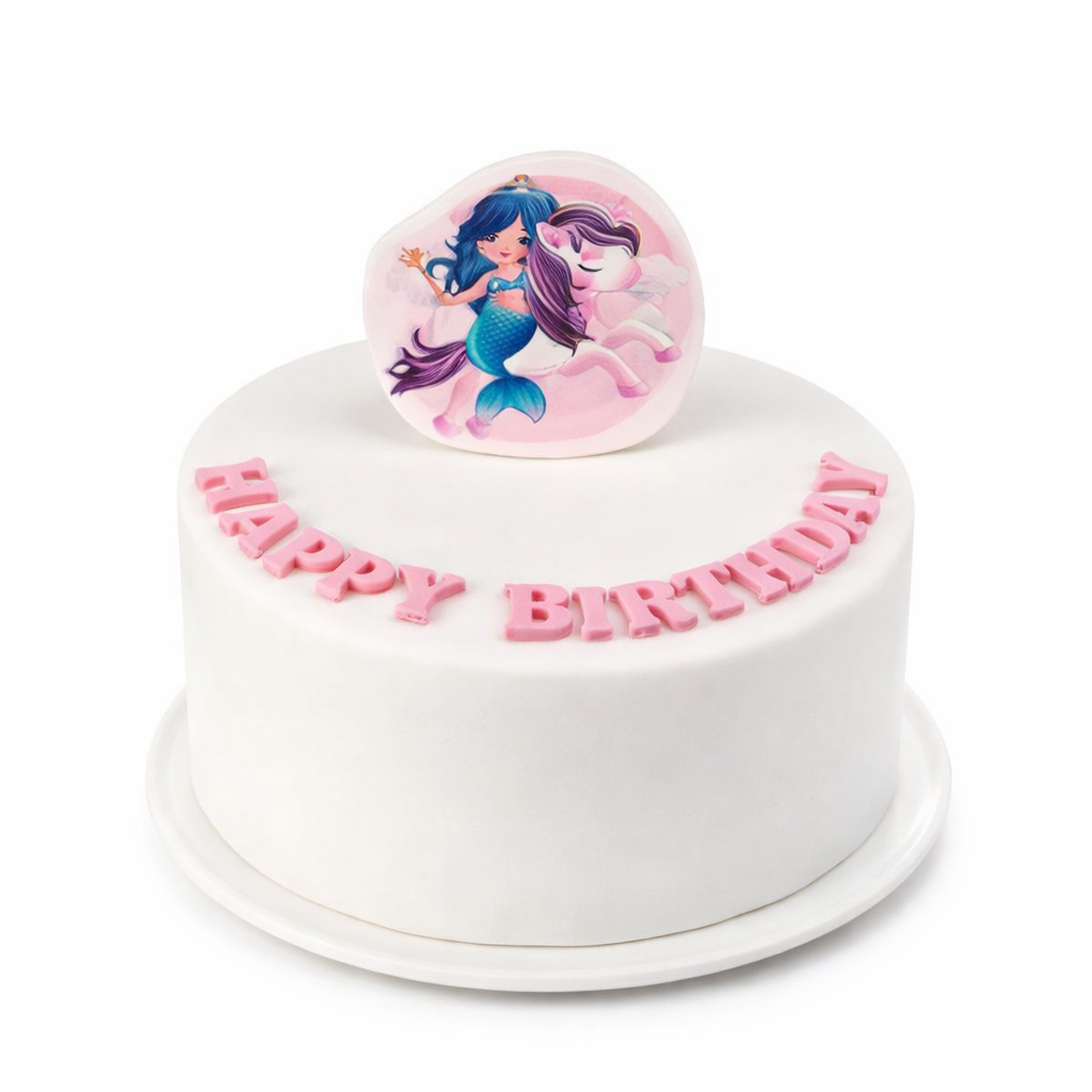 Cake Topper Meerjungfrau auf Einhorn – Fondant Tortendeko für Kindergeburtstag & Themenparty