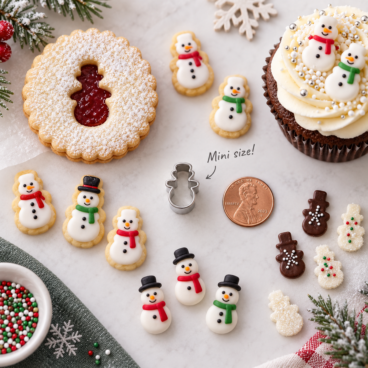 Ausstecher Schneemann mini 2 cm – Mini Keksausstecher Weihnachten
