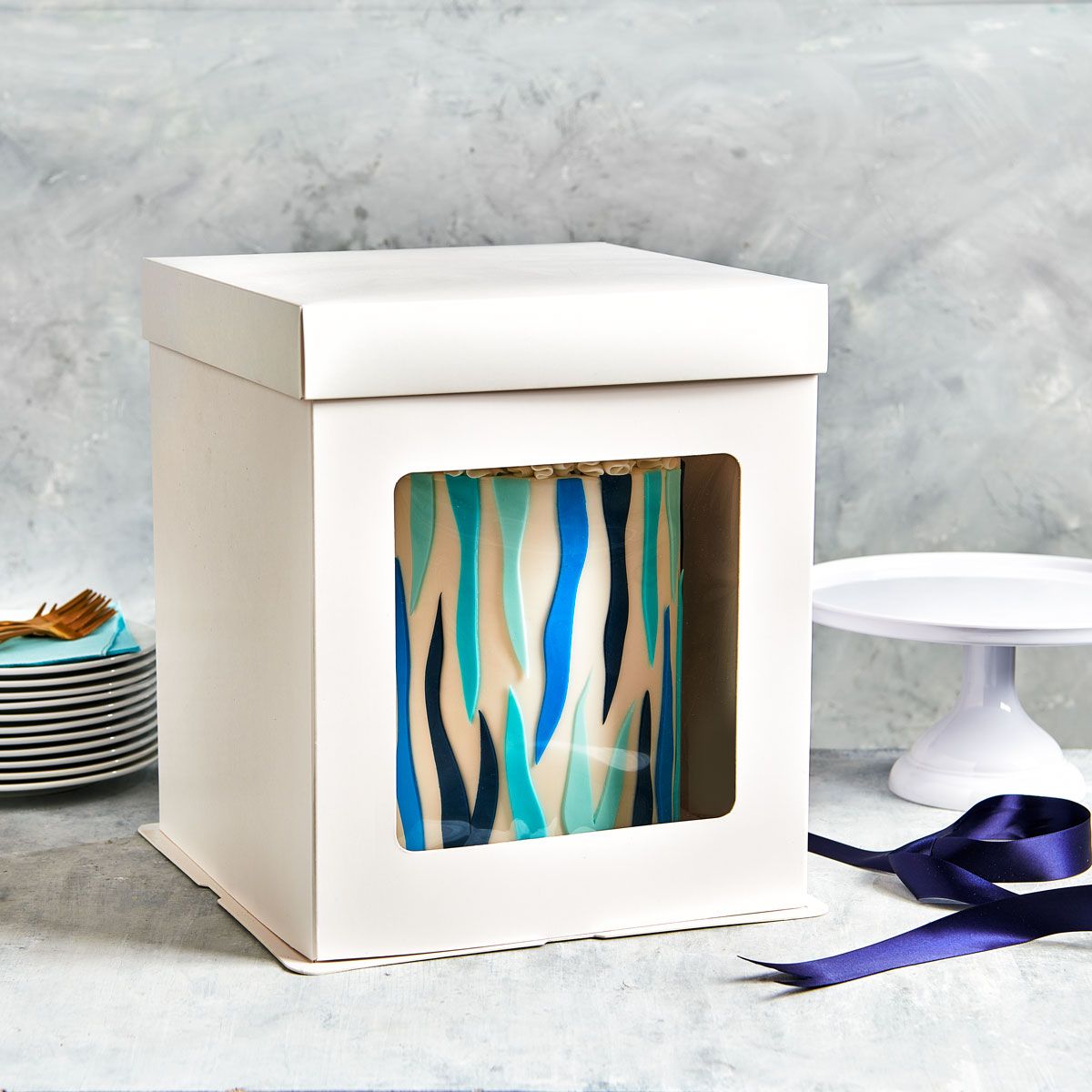 Tortenschachtel mit Sichtfenster 26 x 26 x 29,4 cm - Weiß