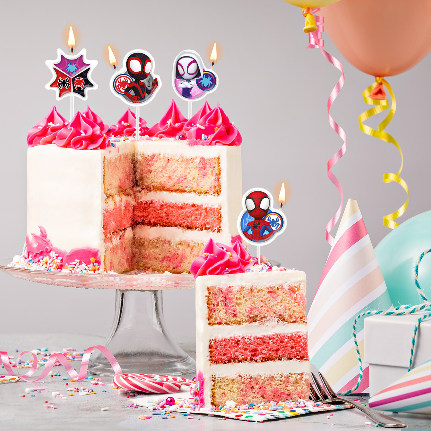 Geburtstagskerzen Spider-Man – 4 Stück Marvel Tortendeko