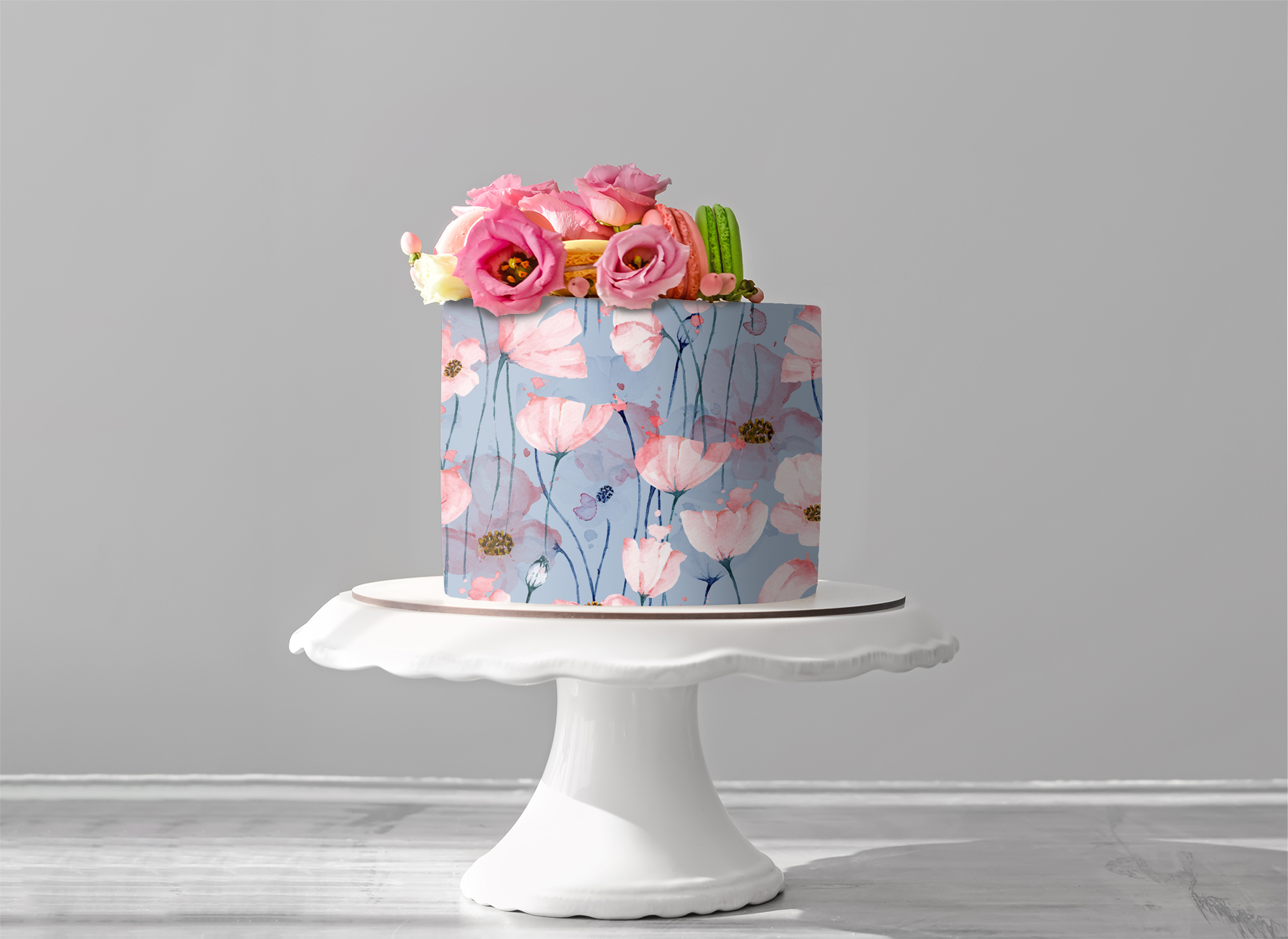 Deko Fondant Aquarell Blumen