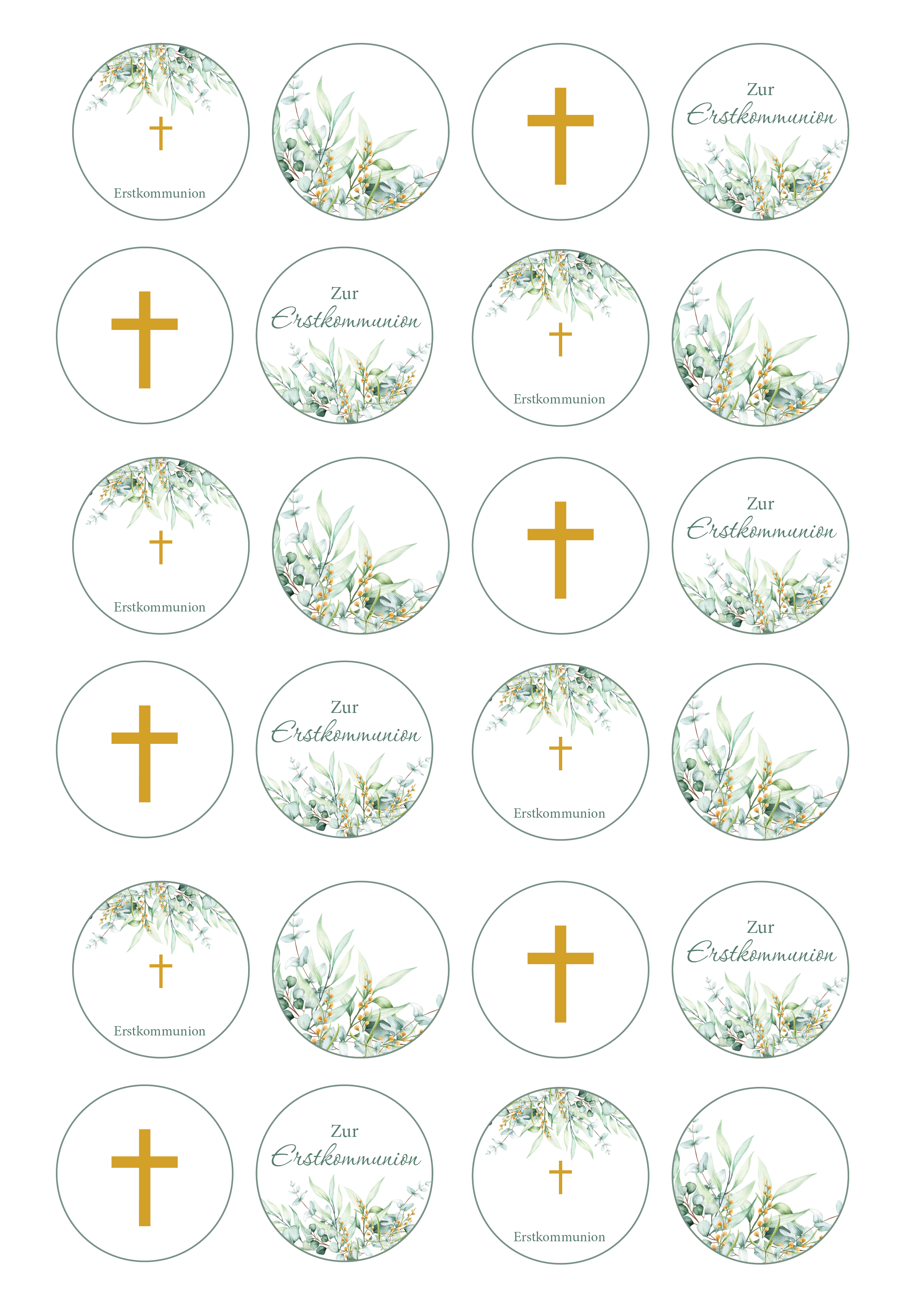 Detailansicht der Erstkommunion Muffinaufleger aus Oblate Deluxe mit Kelch und Hostie.