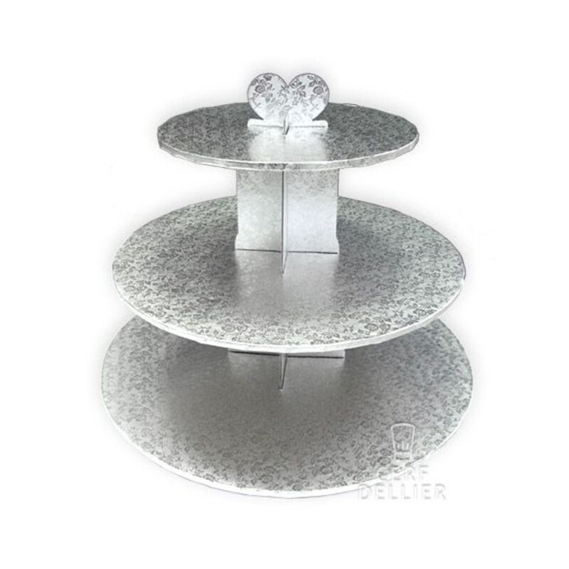  Runde Silberne Cupcake-Etagere (33 cm)