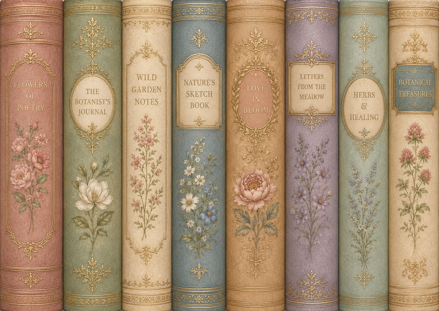 Dekofondant Vintage Bücher – essbare Tortenumrandung mit Blumenmotiv