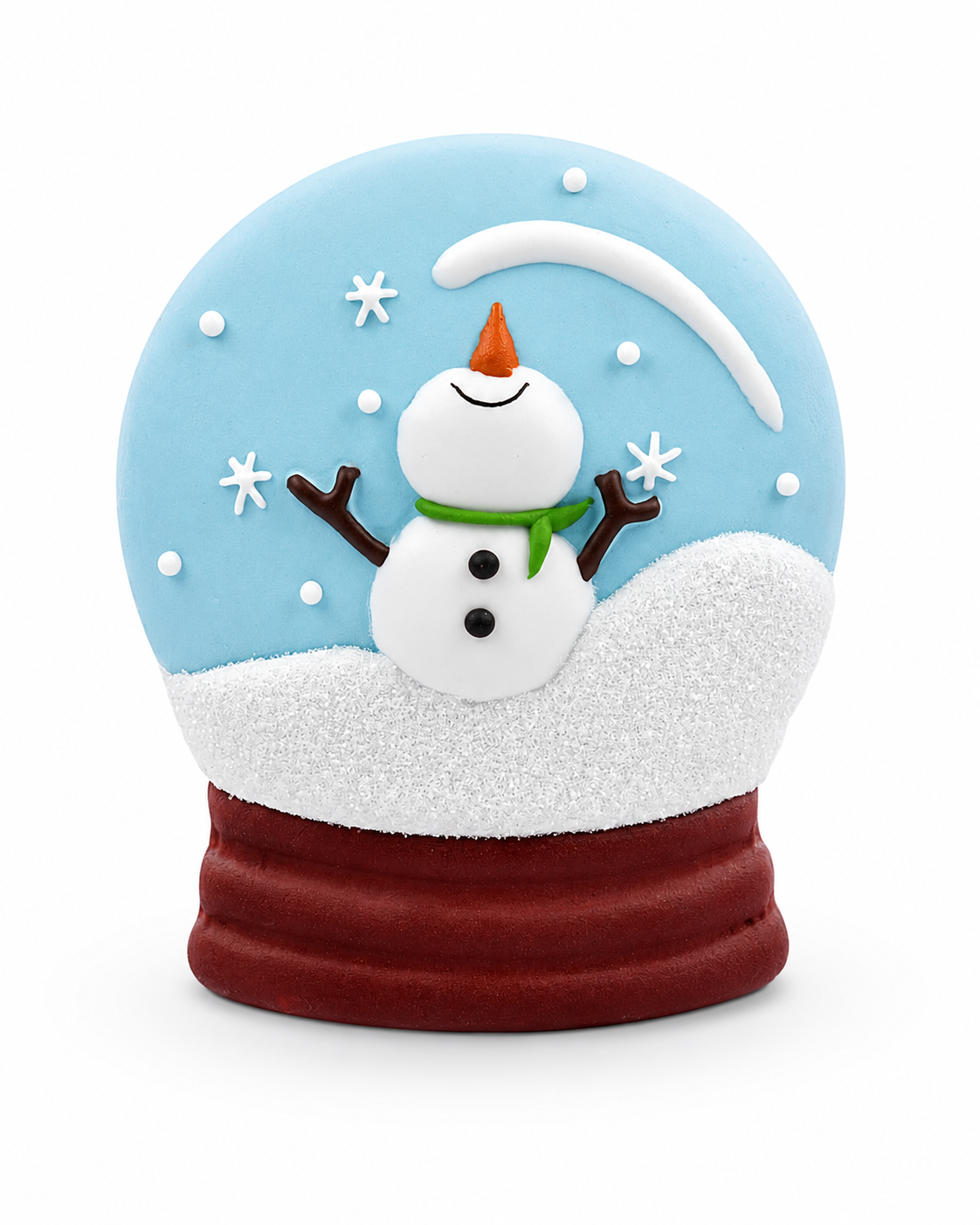 Zuckerdekoration Schneekugel mit Schneemann – ca. 8,5 cm