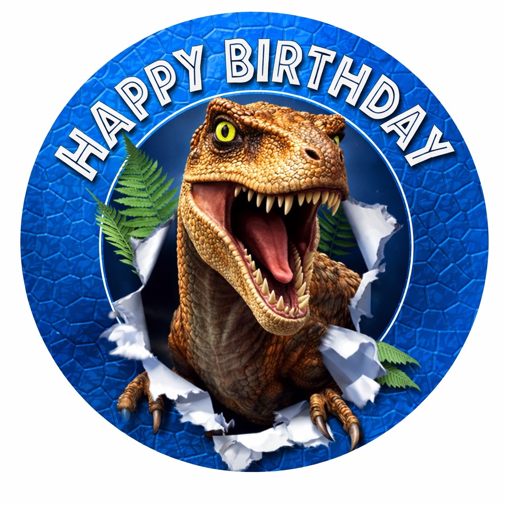 Tortenaufleger „Happy Birthday“ Dinosaurier
