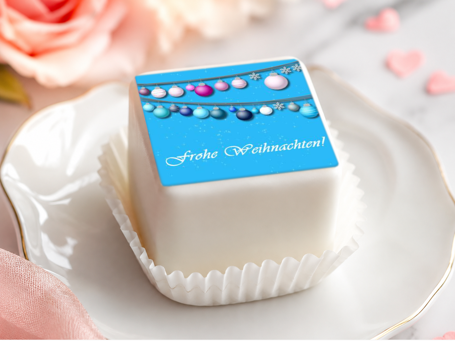 18 Merry Christmas Aufleger 4 × 4 cm – für Petit Fours & Kekse
