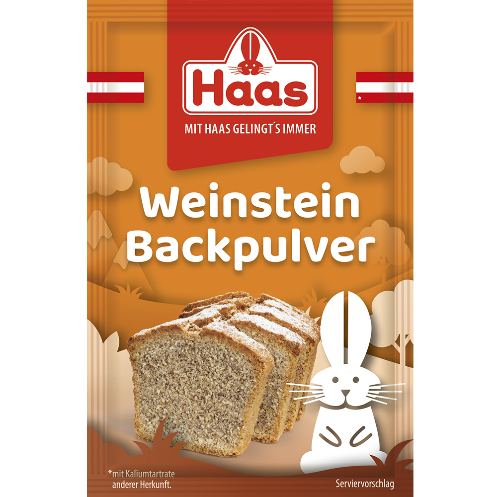 Haas Weinstein Backpulver – 3 × 16 g, vegan