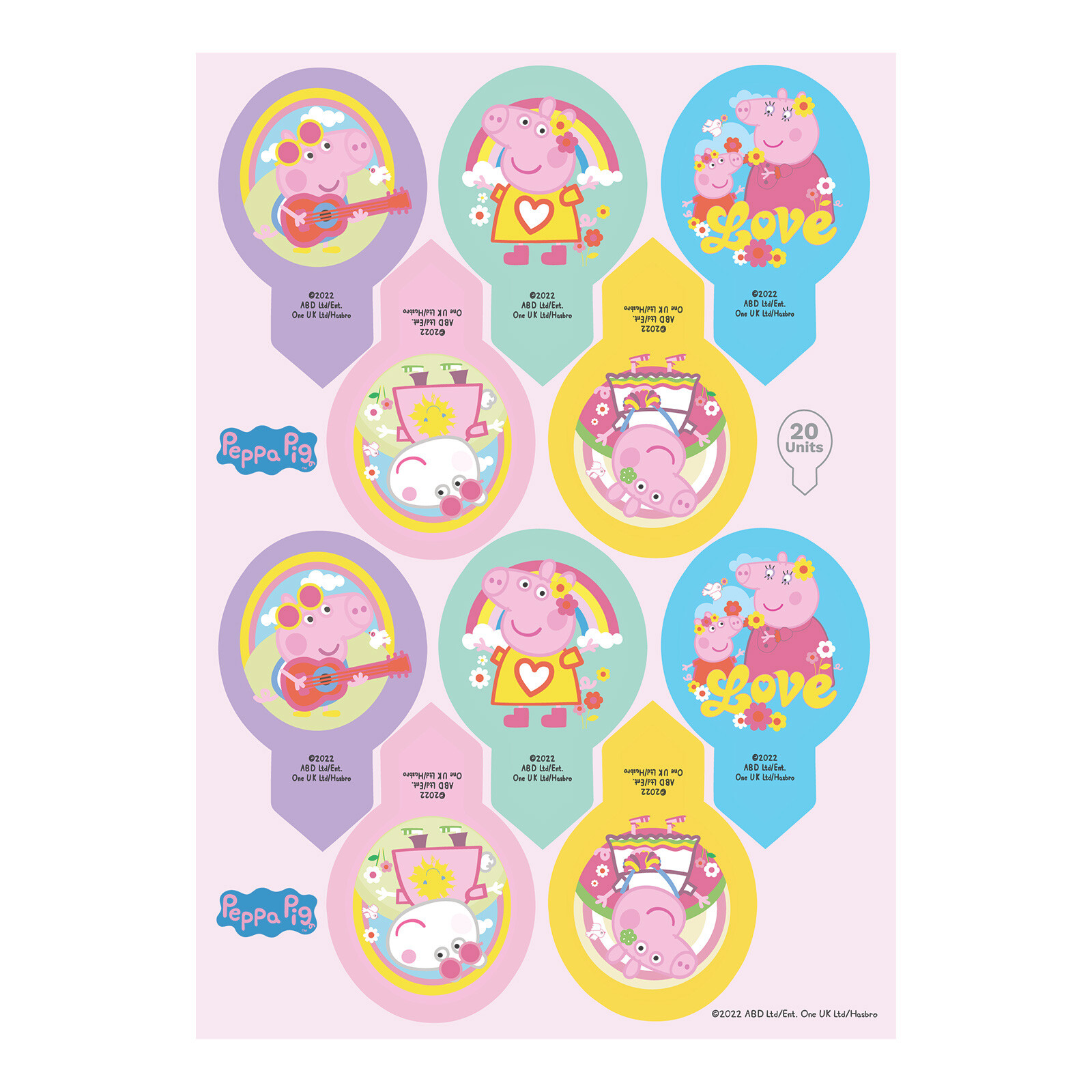 Peppa Wutz Muffinaufleger aus Oblate – Essbare Cupcake Topper Peppa Pig (20 Stück)