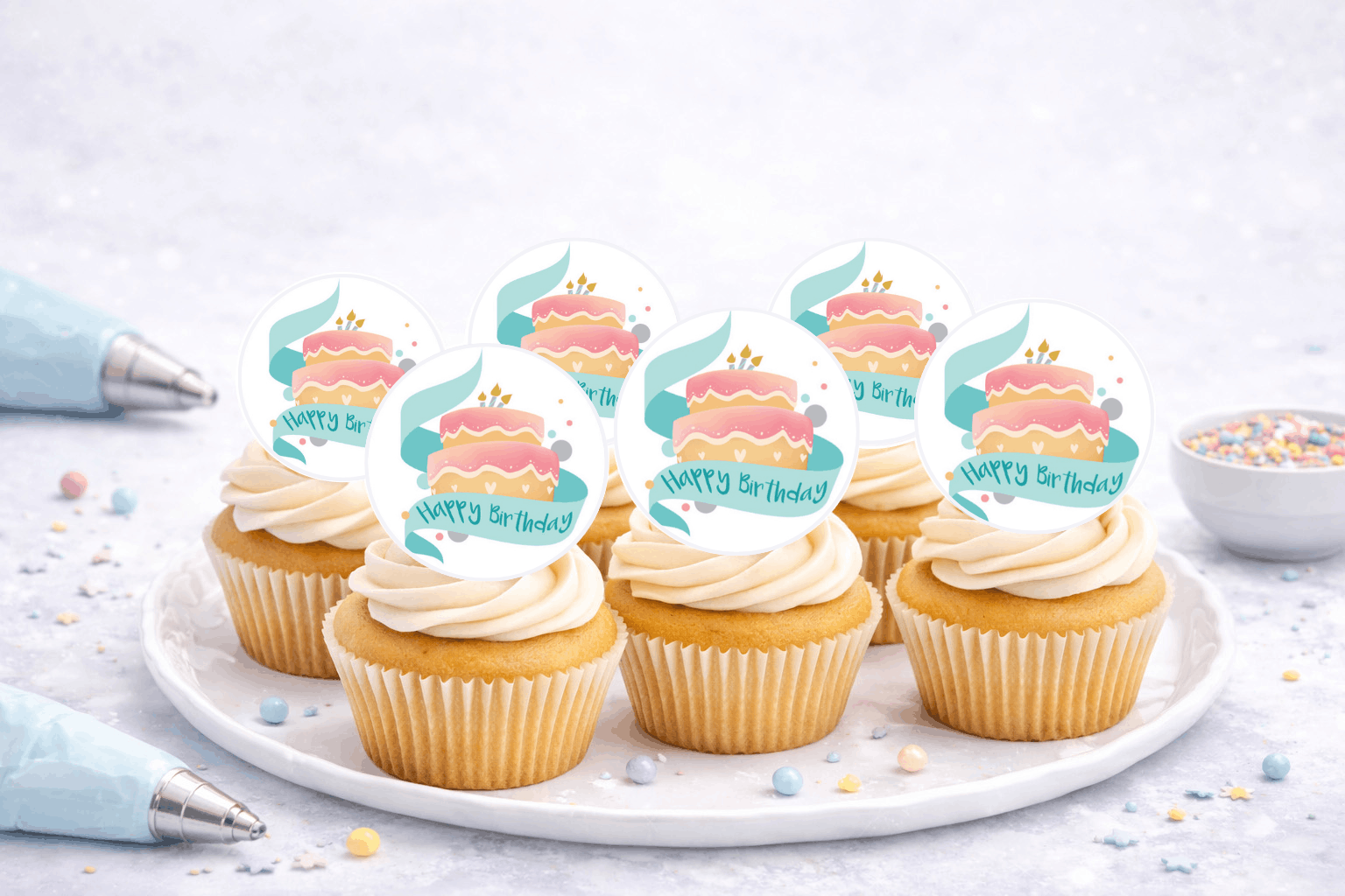 Muffinaufleger Geburtstag – essbare Cupcake-Aufleger