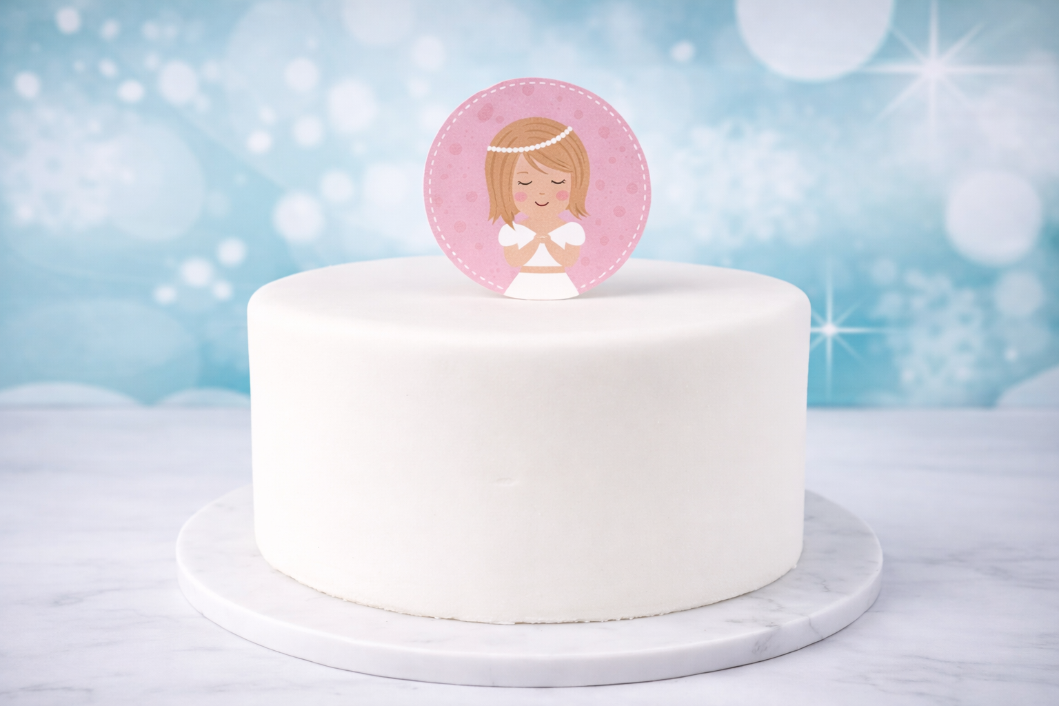 Cake Topper Erstkommunion Mädchen rosa – handgefertigte Tortendekoration für Kommuniontorten