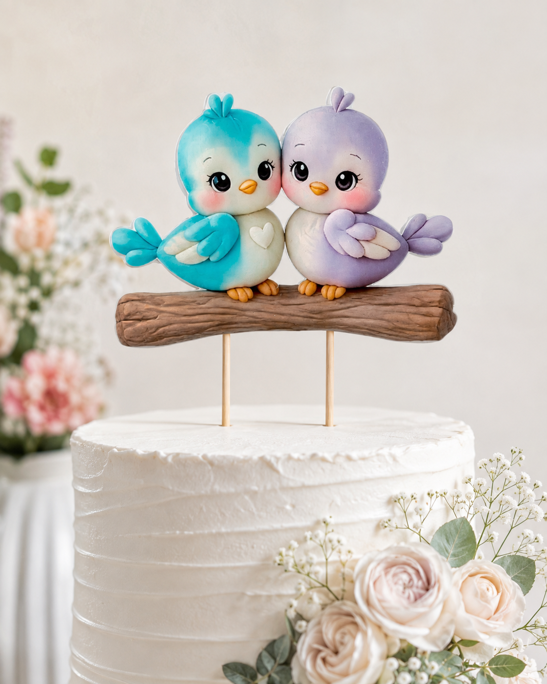 2D Fondant Caketopper Vögel – Tortendeko zum Einstecken