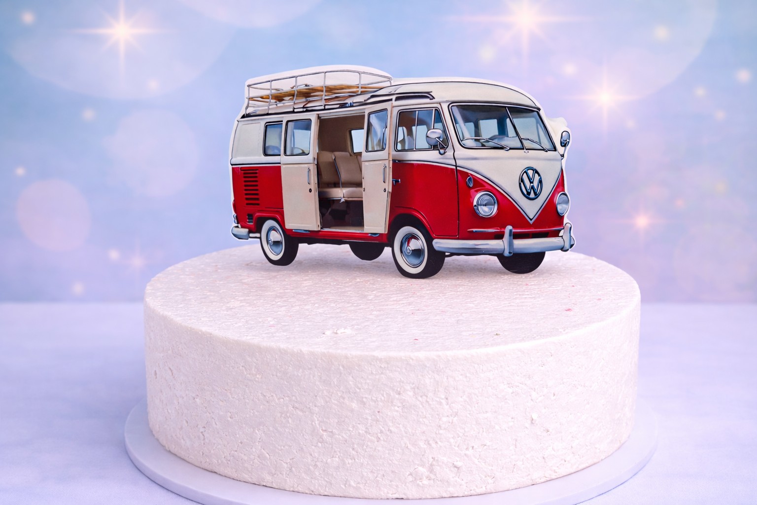 Camper Van Cake Topper XXL aus Fondant handgefertigt – Retro Bus Tortendeko zum Reinstecken