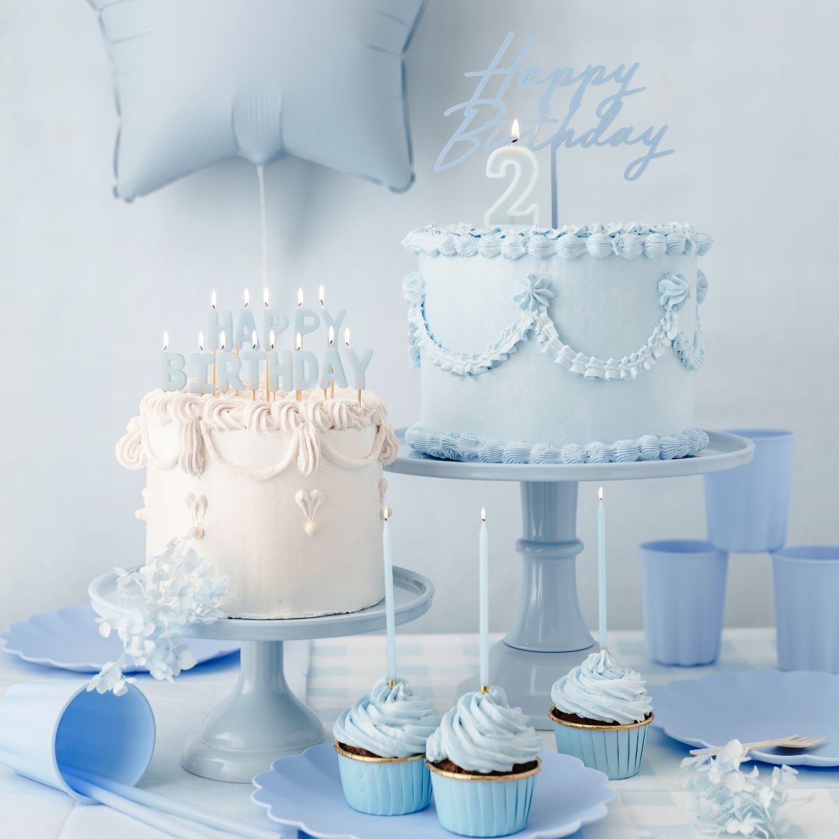 Geburtstagskerzen blau / gold