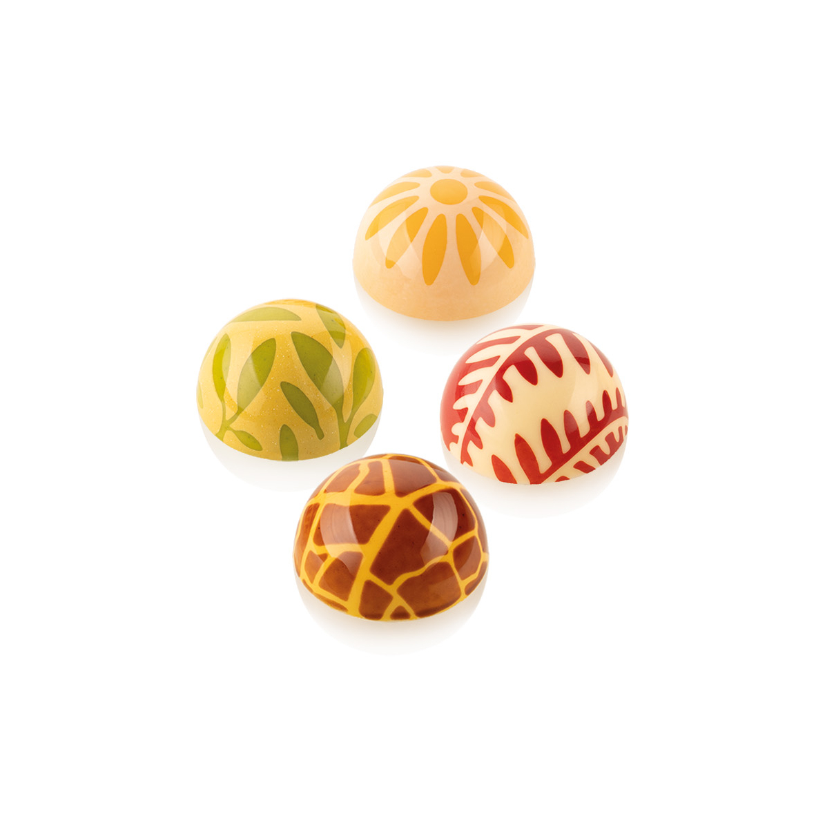 Silikomart Semisfera 01 & Choco Stamp D – Pralinenform mit Dekor-Stempelsystem