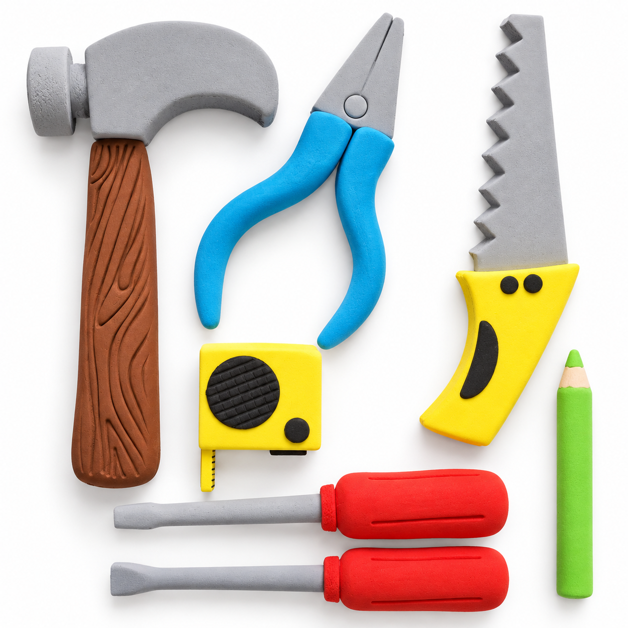 Werkzeug-Set aus Zuckermasse – Tortendekoration für Handwerker- & Baustellen-Torten