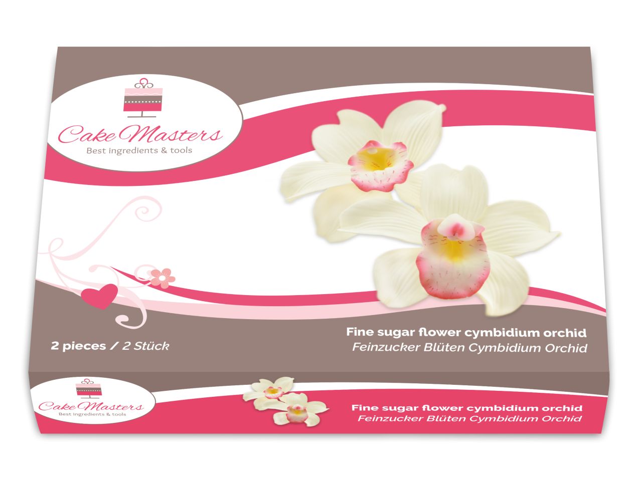 Zuckerblüten Cymbidium Orchidee – 2 Stück | Tortendeko Blumen Ø 9,5 cm
