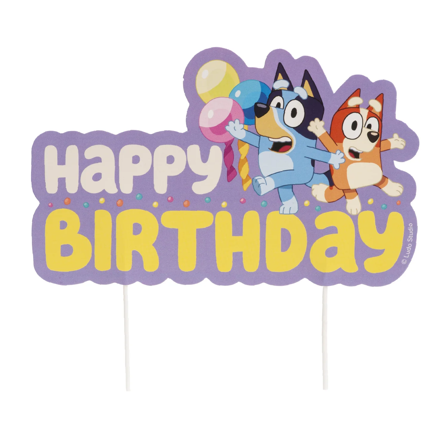 Bluey & Bingo Cake Topper Happy Birthday 16,5 cm – Tortenstecker für Kindergeburtstag