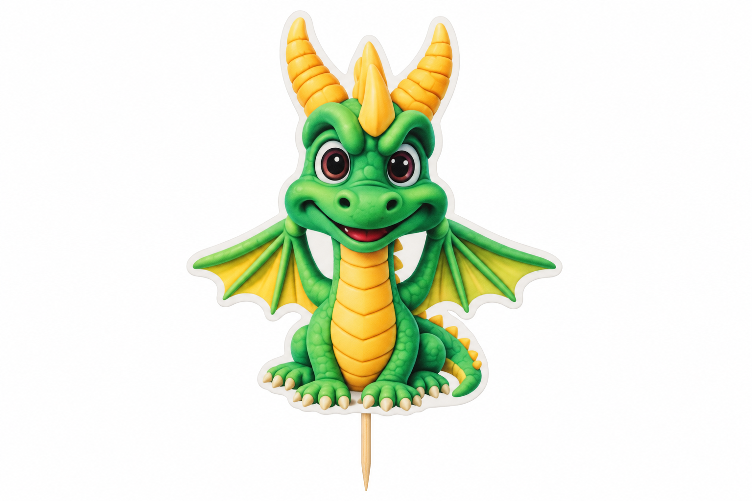 Caketopper Drache Grün – ca. 11,5 cm hoch – süße Tortendeko für Kindergeburtstag & Motto-Torte